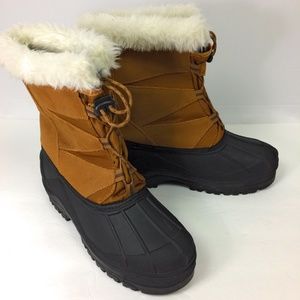 Weatherproof Womens Duck Boots Leather Faux Fur